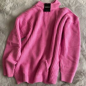 Forever 21 Women’s Medium Pink Open Shoulder Knit Sweater